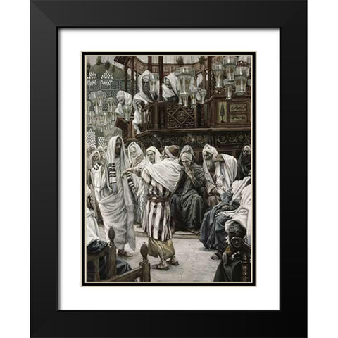 Museumist Healing The Withered Hand Black Modern Wood Framed Art Print with Double Matting by Tissot, James