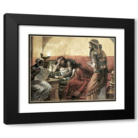 Museumonicles Are Read To Ahasuerus Black Modern Wood Framed Art Print with Double Matting by Tissot, James