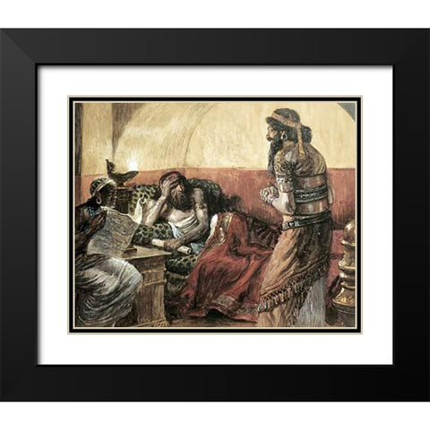 Museumonicles Are Read To Ahasuerus Black Modern Wood Framed Art Print with Double Matting by Tissot, James