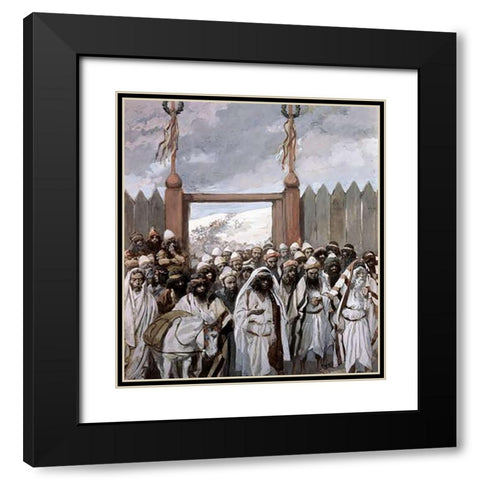 Craftiness of The Gideonites Black Modern Wood Framed Art Print with Double Matting by Tissot, James
