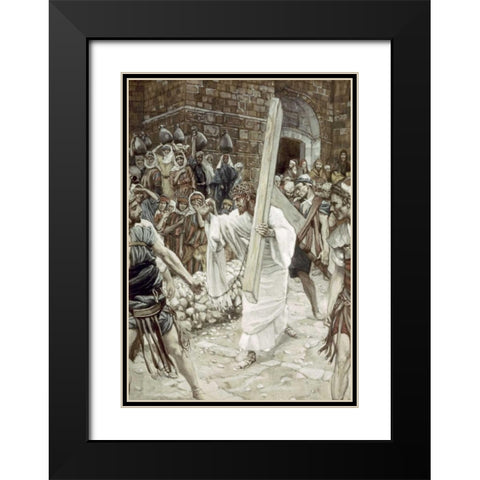 Daughters of Jerusalem Black Modern Wood Framed Art Print with Double Matting by Tissot, James Jacques
