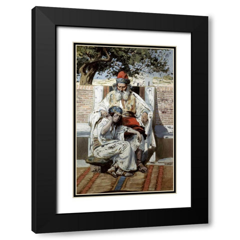 David and Abishag Black Modern Wood Framed Art Print with Double Matting by Tissot, James Jacques