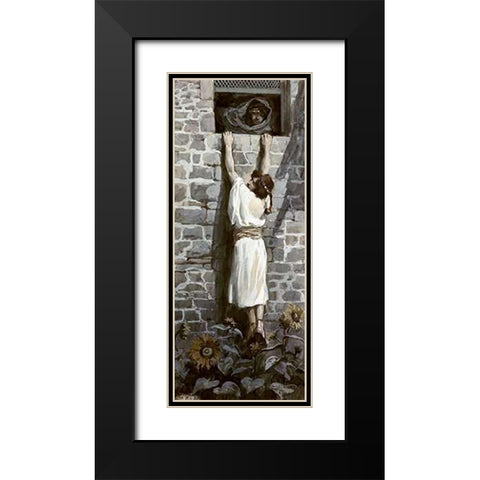 David Makes His Escape Black Modern Wood Framed Art Print with Double Matting by Tissot, James