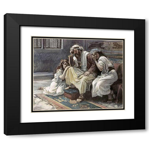 David Mourns His Son Ammon Black Modern Wood Framed Art Print with Double Matting by Tissot, James