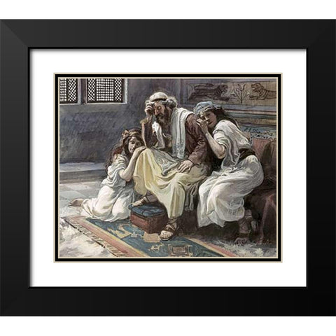 David Mourns His Son Ammon Black Modern Wood Framed Art Print with Double Matting by Tissot, James