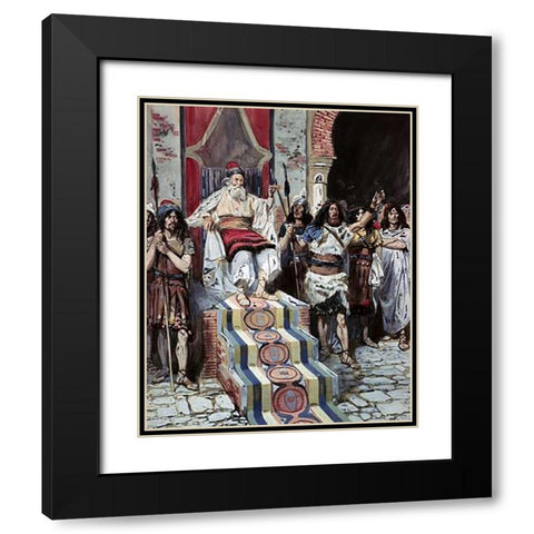 David Sees The Messenger Arrive Black Modern Wood Framed Art Print with Double Matting by Tissot, James