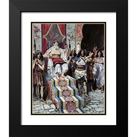David Sees The Messenger Arrive Black Modern Wood Framed Art Print with Double Matting by Tissot, James