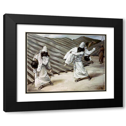 Dead Bodies Carried Away Black Modern Wood Framed Art Print with Double Matting by Tissot, James