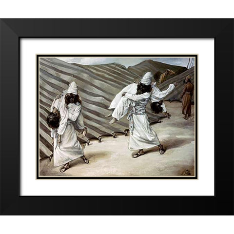 Dead Bodies Carried Away Black Modern Wood Framed Art Print with Double Matting by Tissot, James
