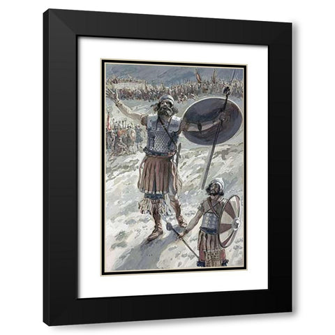 Defiance of Goliath Black Modern Wood Framed Art Print with Double Matting by Tissot, James