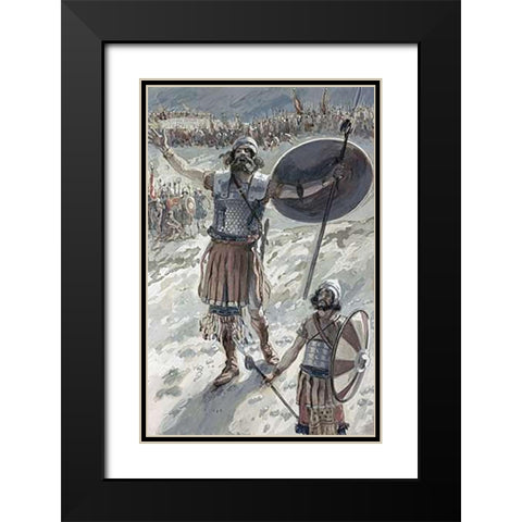 Defiance of Goliath Black Modern Wood Framed Art Print with Double Matting by Tissot, James