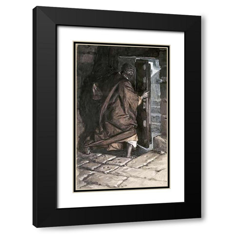 Departure of Judas Black Modern Wood Framed Art Print with Double Matting by Tissot, James