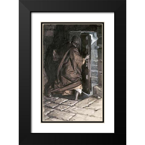 Departure of Judas Black Modern Wood Framed Art Print with Double Matting by Tissot, James