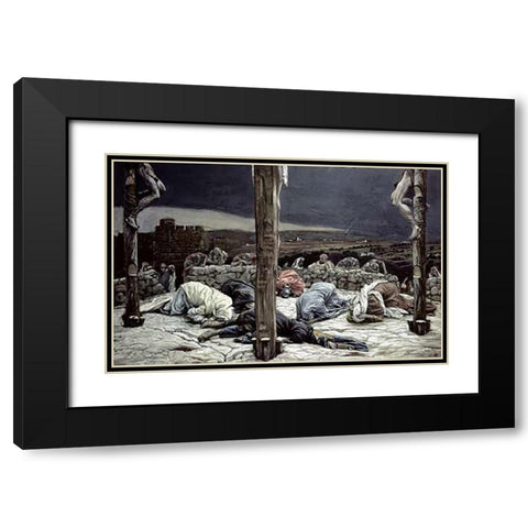 Earthquake Black Modern Wood Framed Art Print with Double Matting by Tissot, James