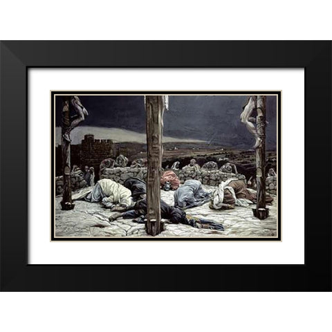 Earthquake Black Modern Wood Framed Art Print with Double Matting by Tissot, James