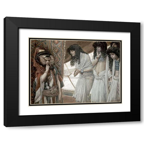 Egyptians Admire Sarahs (Sarai) Beauty Black Modern Wood Framed Art Print with Double Matting by Tissot, James