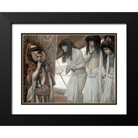 Egyptians Admire Sarahs (Sarai) Beauty Black Modern Wood Framed Art Print with Double Matting by Tissot, James