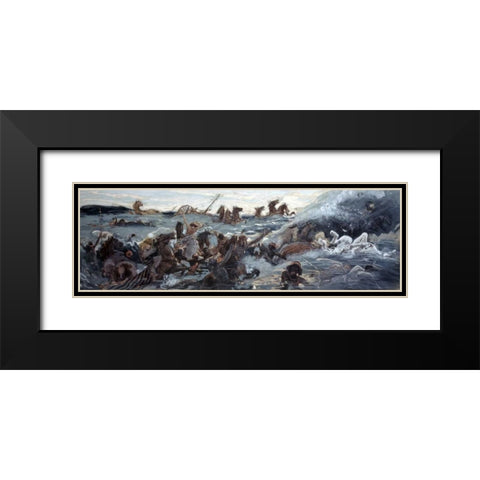 Egyptians Are Destroyed Black Modern Wood Framed Art Print with Double Matting by Tissot, James Jacques