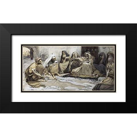 Elders at The Gate Black Modern Wood Framed Art Print with Double Matting by Tissot, James