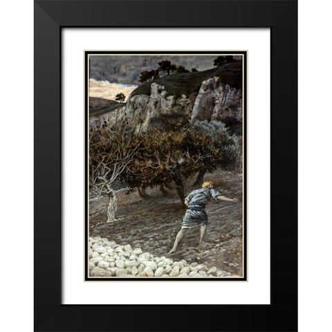 Enemy Sowing Tares Black Modern Wood Framed Art Print with Double Matting by Tissot, James Jacques