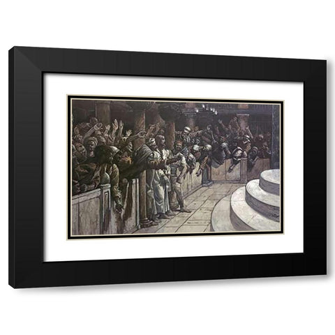 False Witness Before Caiaphas Black Modern Wood Framed Art Print with Double Matting by Tissot, James