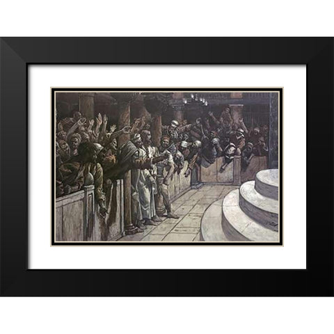 False Witness Before Caiaphas Black Modern Wood Framed Art Print with Double Matting by Tissot, James