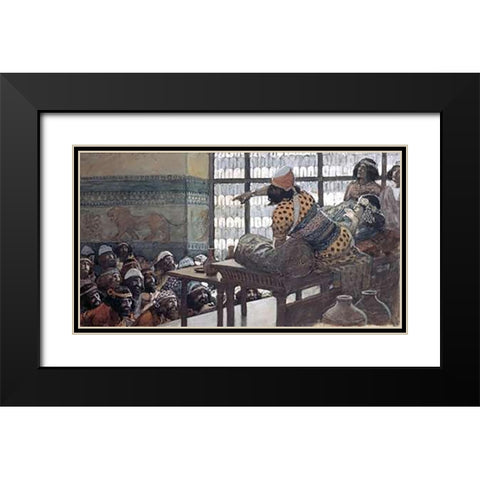 Feast of Adoni-Bezek Black Modern Wood Framed Art Print with Double Matting by Tissot, James