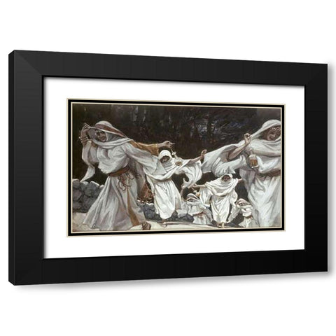 Foolish Virgins Black Modern Wood Framed Art Print with Double Matting by Tissot, James