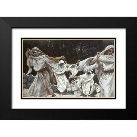 Foolish Virgins Black Modern Wood Framed Art Print with Double Matting by Tissot, James