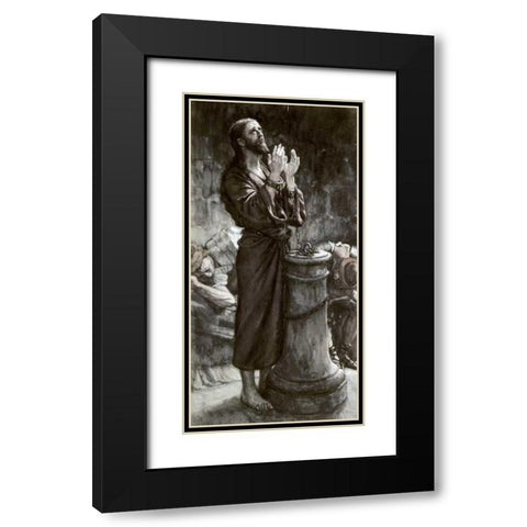 Friday Morning: Jesus In Prison Black Modern Wood Framed Art Print with Double Matting by Tissot, James Jacques