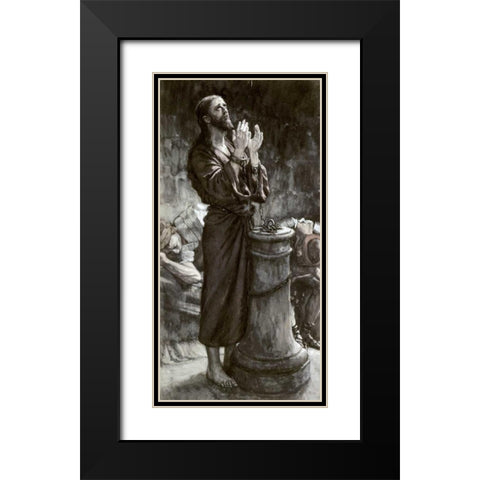 Friday Morning: Jesus In Prison Black Modern Wood Framed Art Print with Double Matting by Tissot, James Jacques