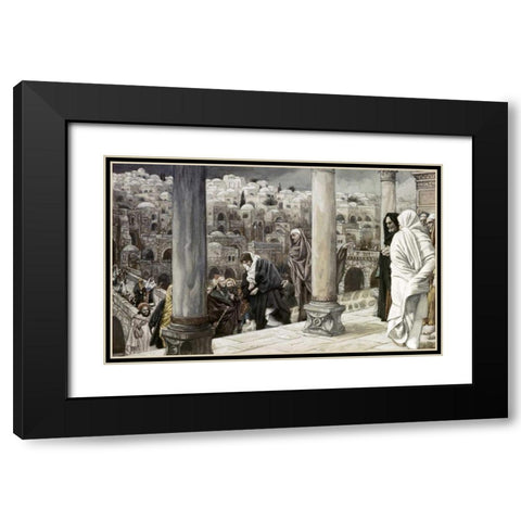 Gentiles Ask To See Jesus Black Modern Wood Framed Art Print with Double Matting by Tissot, James Jacques