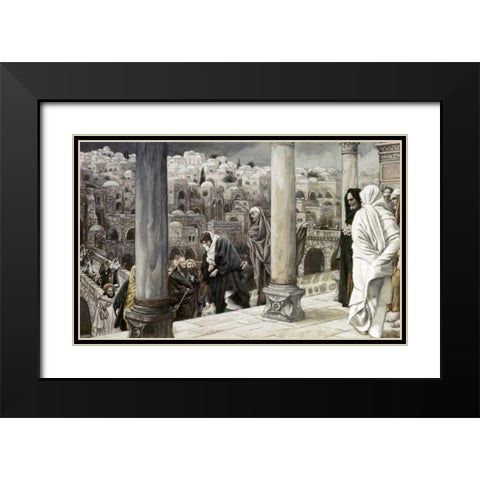 Gentiles Ask To See Jesus Black Modern Wood Framed Art Print with Double Matting by Tissot, James Jacques