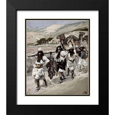 Grapes of Canaan Black Modern Wood Framed Art Print with Double Matting by Tissot, James