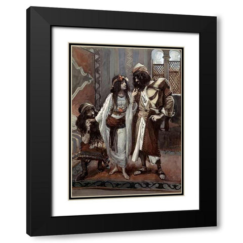 Harlot of Jericho and The Two Spies Black Modern Wood Framed Art Print with Double Matting by Tissot, James