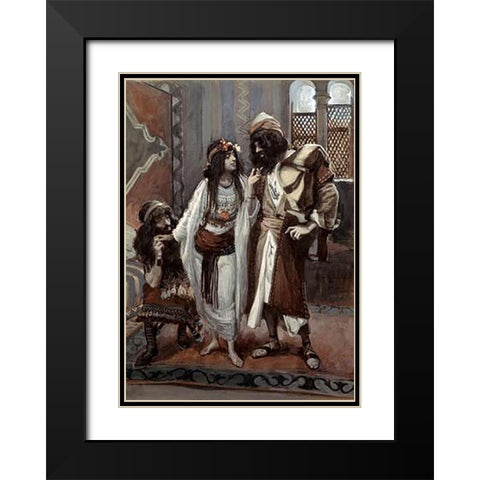 Harlot of Jericho and The Two Spies Black Modern Wood Framed Art Print with Double Matting by Tissot, James