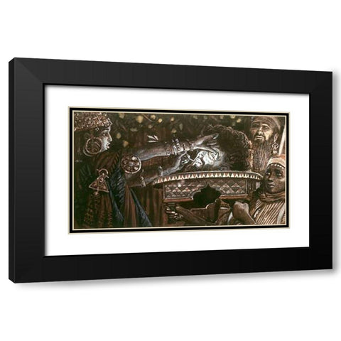 Head of John The Baptist On a Charger Black Modern Wood Framed Art Print with Double Matting by Tissot, James