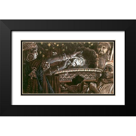 Head of John The Baptist On a Charger Black Modern Wood Framed Art Print with Double Matting by Tissot, James