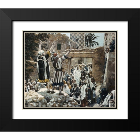 Healing of The Two Blind Men at Jericho Black Modern Wood Framed Art Print with Double Matting by Tissot, James Jacques