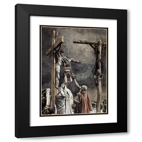 I Thirst, Vinegar Given To Jesus Black Modern Wood Framed Art Print with Double Matting by Tissot, James