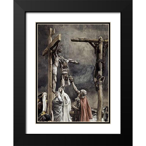 I Thirst, Vinegar Given To Jesus Black Modern Wood Framed Art Print with Double Matting by Tissot, James