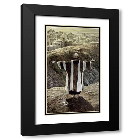 I Will Worship Toward thy Temple Black Modern Wood Framed Art Print with Double Matting by Tissot, James