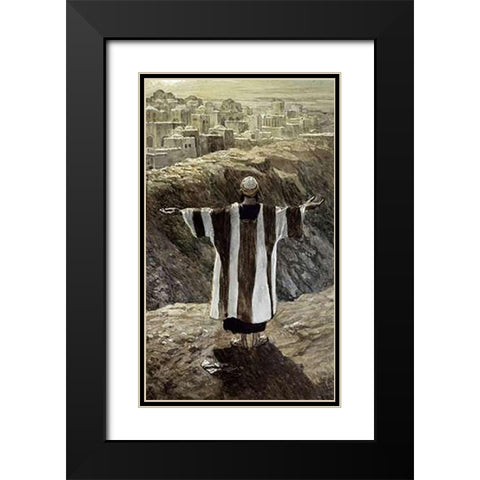 I Will Worship Toward thy Temple Black Modern Wood Framed Art Print with Double Matting by Tissot, James