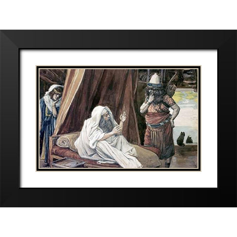 Isaac Sends Esau To Hunt Black Modern Wood Framed Art Print with Double Matting by Tissot, James
