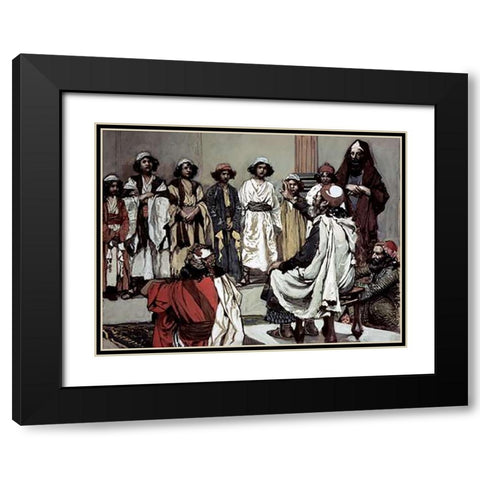 Jesse Presents His Sons To Samuel Black Modern Wood Framed Art Print with Double Matting by Tissot, James
