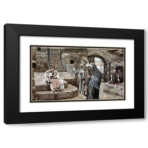 Jesus and The Little Child Black Modern Wood Framed Art Print with Double Matting by Tissot, James