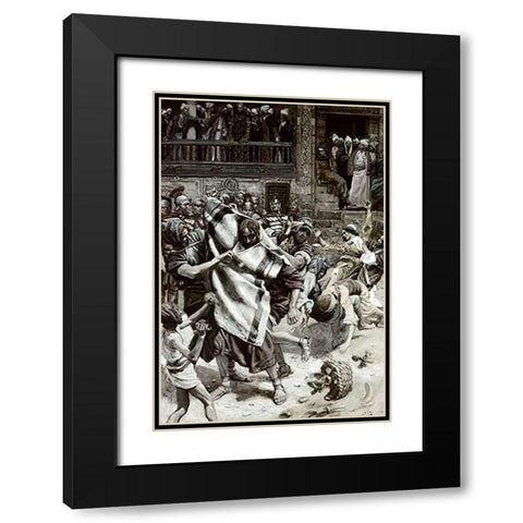 Jesus Before Herod Black Modern Wood Framed Art Print with Double Matting by Tissot, James