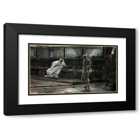 Jesus Before Pilate For The First Time Black Modern Wood Framed Art Print with Double Matting by Tissot, James