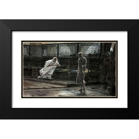 Jesus Before Pilate For The First Time Black Modern Wood Framed Art Print with Double Matting by Tissot, James