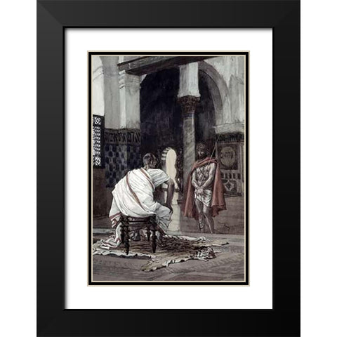 Jesus Before Pilate For The Second Time Black Modern Wood Framed Art Print with Double Matting by Tissot, James